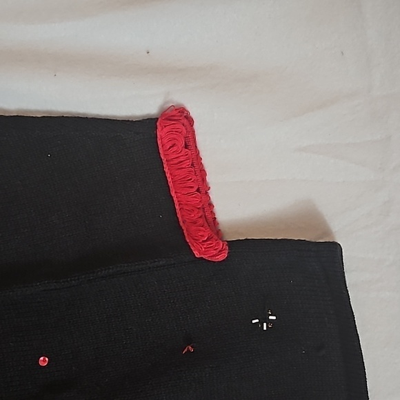 Tiara Reindeer Holiday  Zip Sweater sz 1X  Red Trim Black  Reindeer with bells - Picture 6 of 11